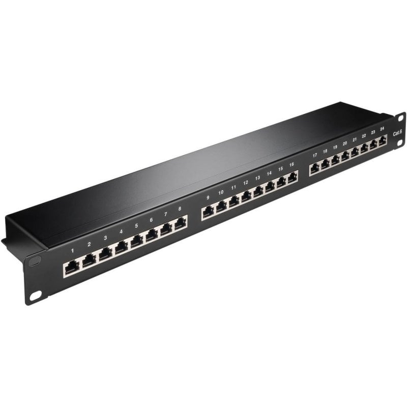 Panneau de brassage Goobay 93048 24 ports Cat6 pour rack 1U noir