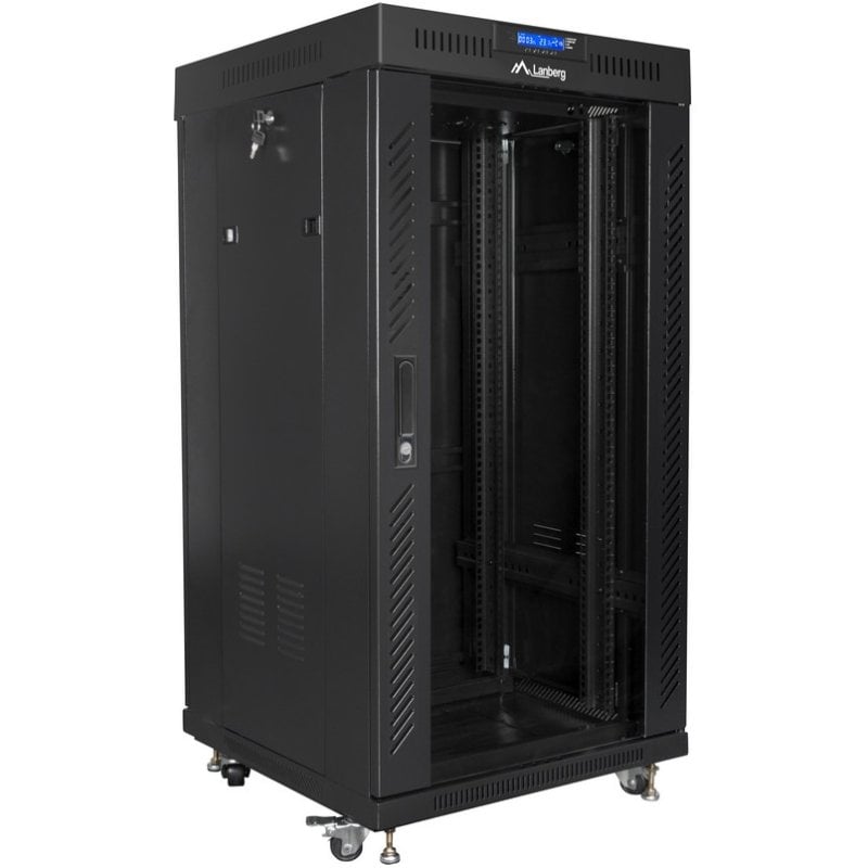 Armario Rack Lanberg FF01-6622-12BL 22U 600x600mm Negro Termostato LCD Cierre Seguridad