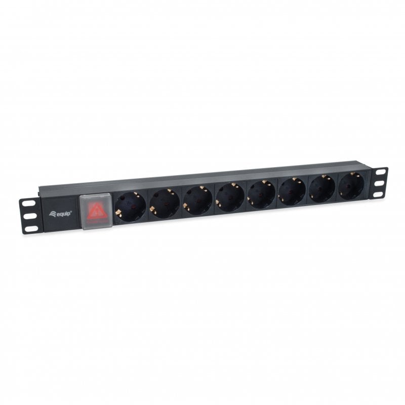 Equip Schwarze Steckdosenleiste mit 8 Schuko-Steckdosen und C14-Stecker