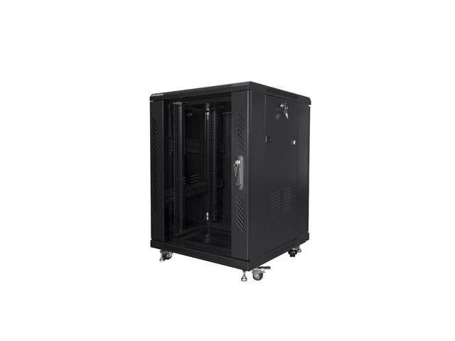 Lanberg FF01-6615-12B server rack 15U, 800kg, 19", IP20, glass and metal doors, 600x600x848mm, black
