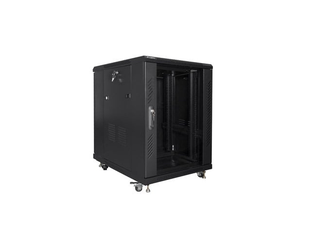 Rack Lanberg FF01-6815-12B 15U Independiente 800kg IP20 19" Ventilación Cristal Templado Negro