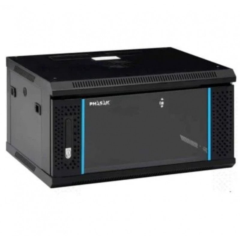 Armadio a parete Phasak da 19", 6U, 600x450mm, smontato, nero