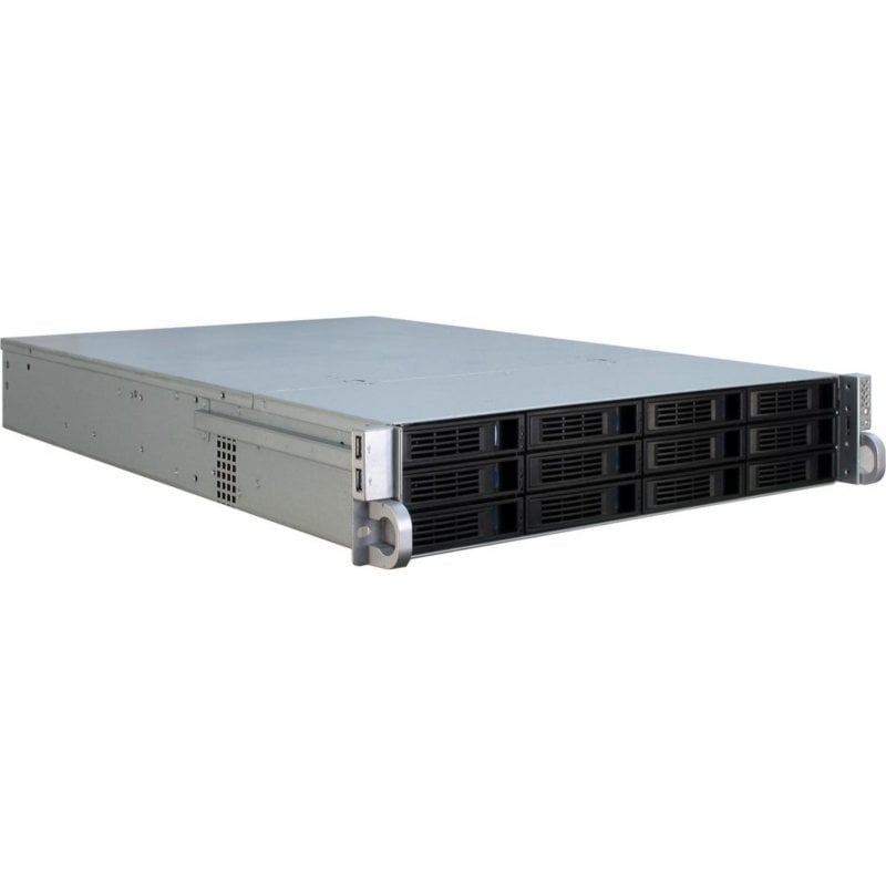Servidor rack Inter-Tech IPC 2U-2412 2U em metal preto/prateado ATX EATX Micro ATX Mini-ITX SSI EEB
