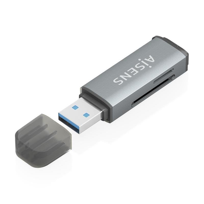 Lector de tarjetas Aisens ASCR-2A09-GR USB-A SD MicroSD MMC Gris