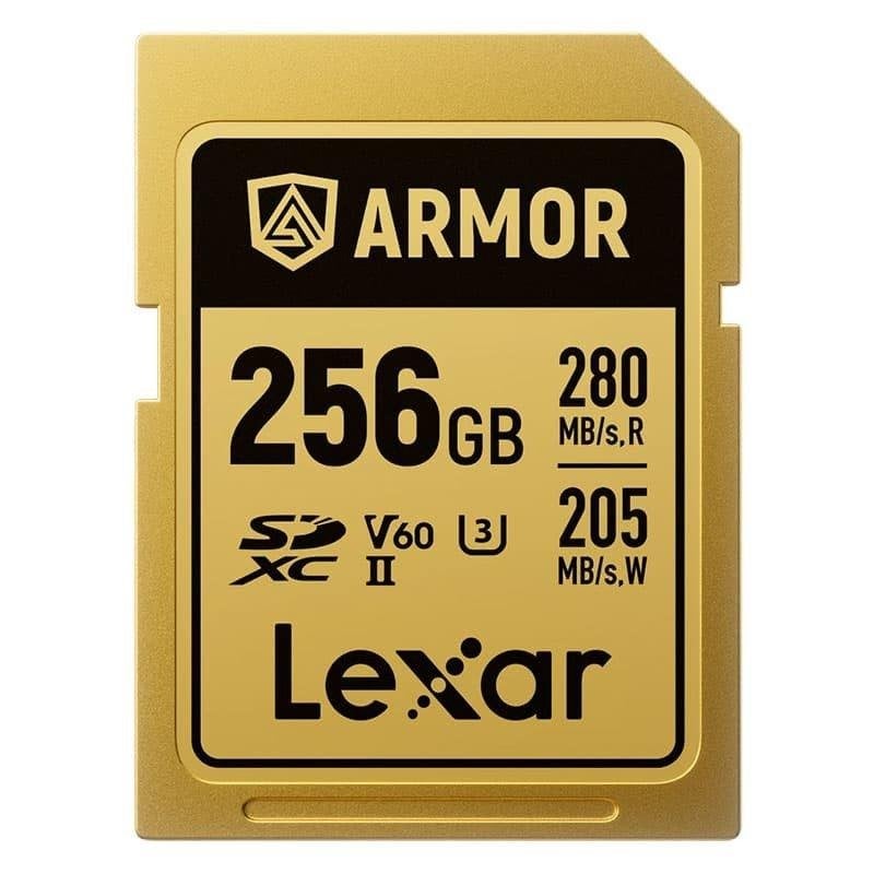 Tarjeta SD Lexar ARMOR GOLD 256GB UHS-II V60 IP68 acero inoxidable