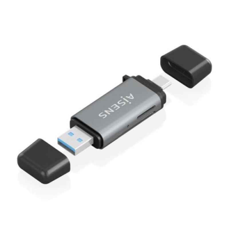 Lector de Tarjetas Aisens ASCR-2AC11-GR SD MicroSD MMC RS-MMC USB-A USB-C Gris