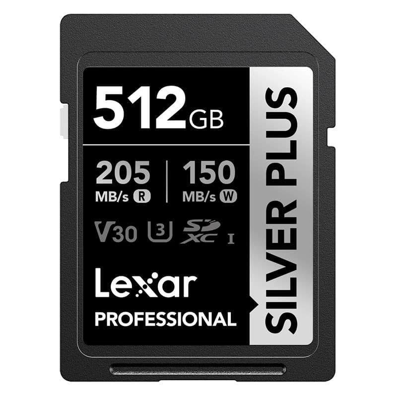 Memoria flash Lexar Silver Plus SDXC 512GB UHS-I V30 205MB/s 150MB/s resistente