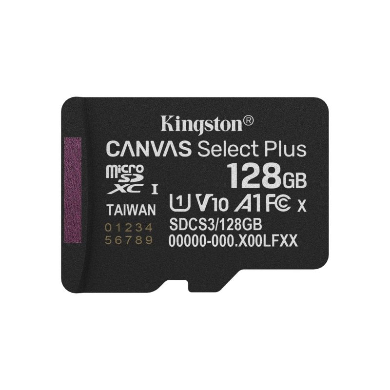 microSD Kingston Canvas Select Plus 128GB UHS-I 150MB/s A1 V10
