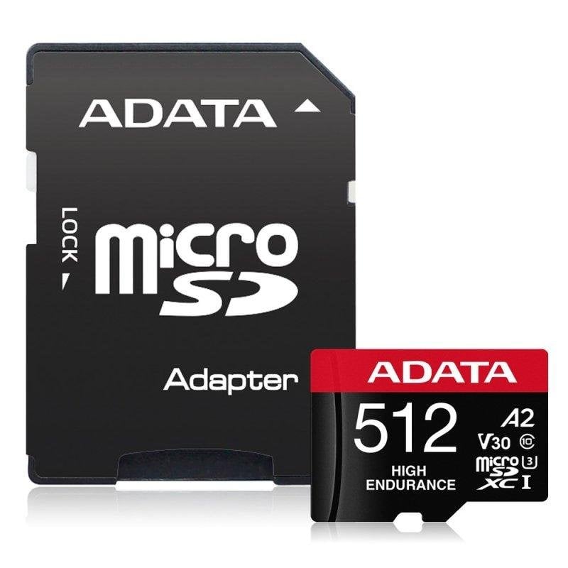 Scheda microSDXC ADATA High Endurance 512 GB UHS-I Classe 10 V30 A2, adattatore incluso
