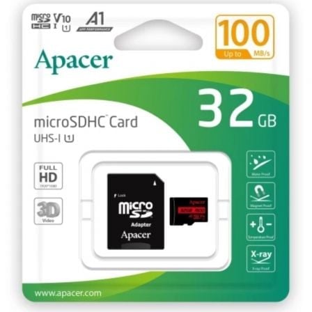 Apacer microSDHC 32GB Klasse 10 UHS-I mit SD-Adapter, 100MB/s