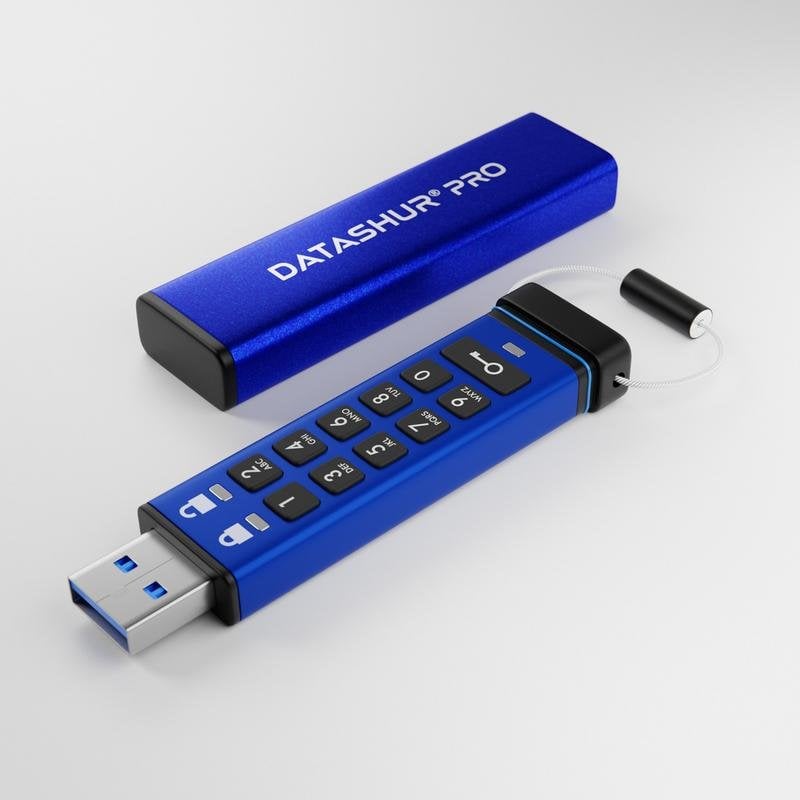 iStorage datAshur Pro 64 GB USB 3.2 Flash Drive, Blue