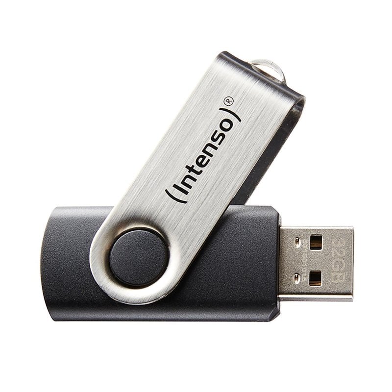 Pendrive Intenso Basic Line 16GB USB 2.0 Giratorio Negro y Plata