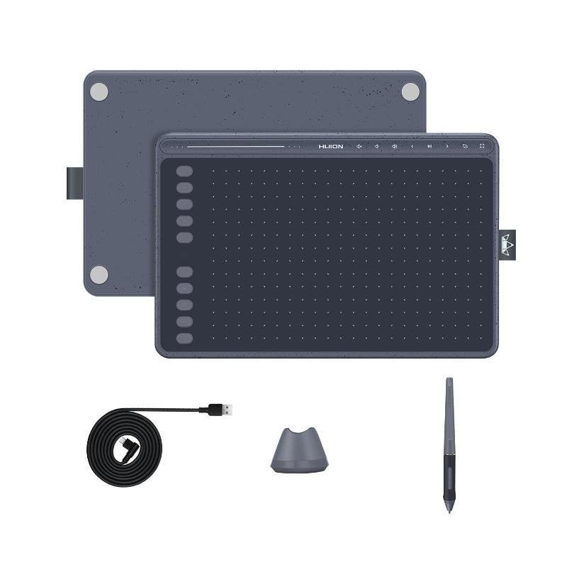 Tablette graphique Huion HS611, 8192 niveaux de pression, USB-C, 10 touches programmables, grise