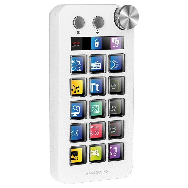 Mars Gaming MSD-NEO Control Deck 15 Teclas LCD Rueda y Botón Dual Windows y MacOS 10.15+ Blanco