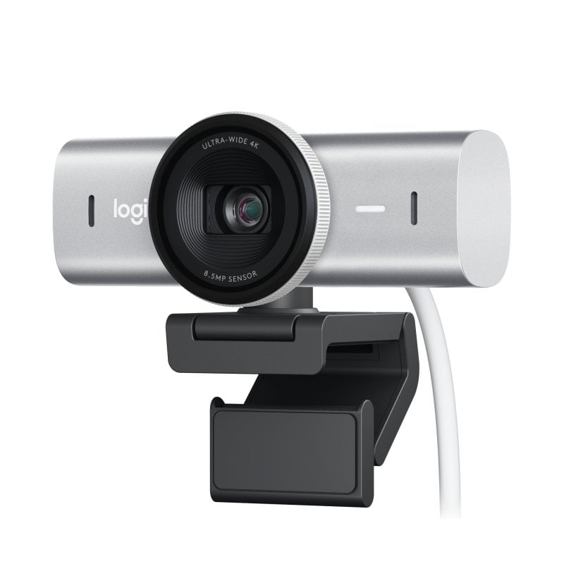 Logitech MX Brio Webcam para Colaboración y Streaming 4K con Dos Micrófonos Reductores de Ruido Gris